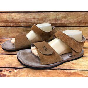 UGG Tan Suede Shearling Lined Ankle Strap Sandals Mens 11 M (5s73)